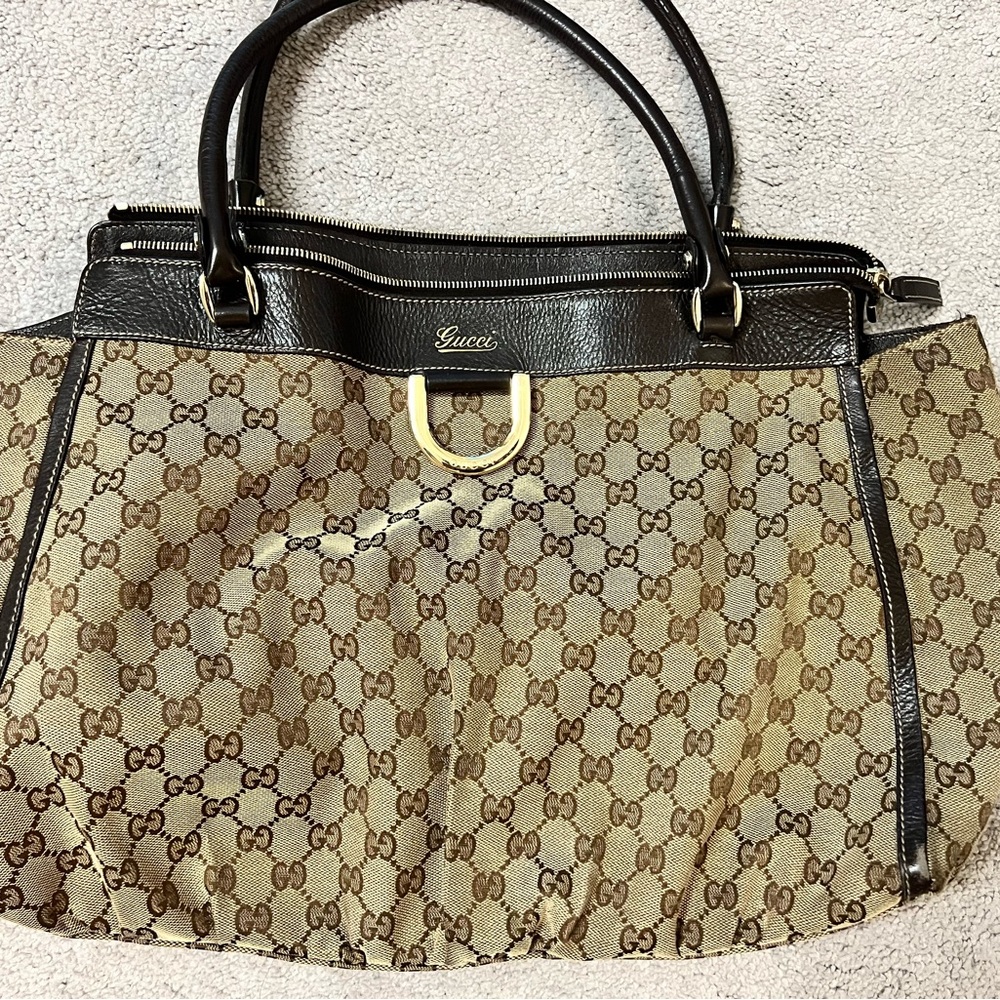 Gucci GG Canvas D Gold Ring Bag (Pre-Owned/ Authentic)